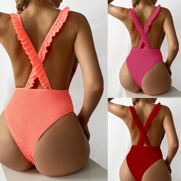 one-piece suits ribbed texture one piece swimsuit women ruffle straps swimwear high quality
one-piece suits ribbed texture one piece swimsuit women ruffle straps swimwear high quality