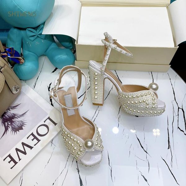 sandals 2021 summer sweet women pearl high heels designer white lace platform square heel wedding shoes, Black
sandals 2021 summer sweet women pearl high heels designer white lace platform square heel wedding shoes, Black