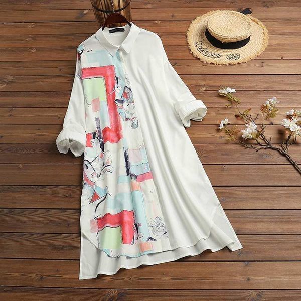 women's blouses & shirts autumn long sleeve vestido vintage printed patchwork blouse women casual blusa female tunic robe chemise, White
women's blouses & shirts autumn long sleeve vestido vintage printed patchwork blouse women casual blusa female tunic robe chemise, White