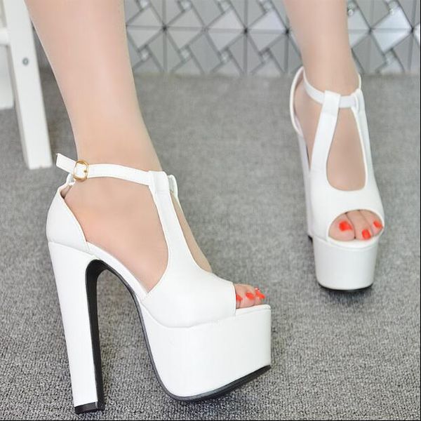 super high heel slim sandals female thick with waterproof platform word night fish mouth shoes, Black
super high heel slim sandals female thick with waterproof platform word night fish mouth shoes, Black