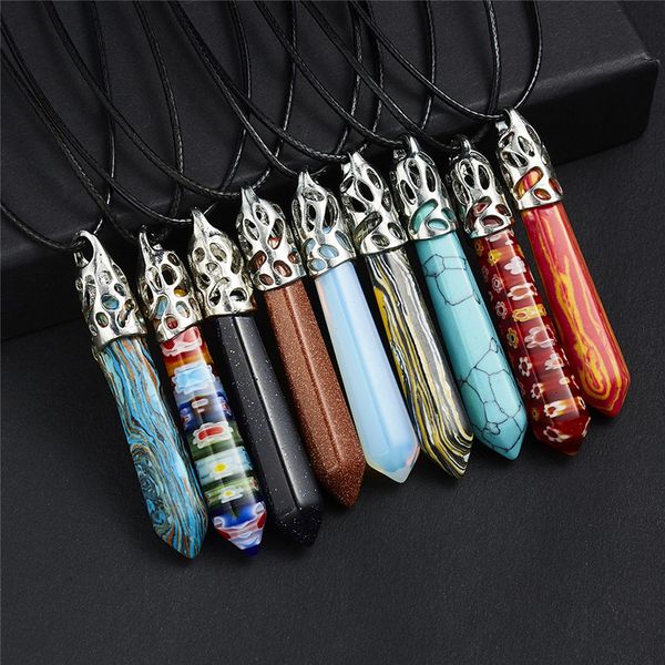 hexagonal column natural stone quartz crystal pendants necklace sandstone turquoise opal necklaces women jewelry gift, Silver
hexagonal column natural stone quartz crystal pendants necklace sandstone turquoise opal necklaces women jewelry gift, Silver