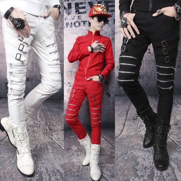 pants men's non-mainstream feet slim zipper nightclub performance red trousers punk rock casual streetwear, Black
pants men's non-mainstream feet slim zipper nightclub performance red trousers punk rock casual streetwear, Black