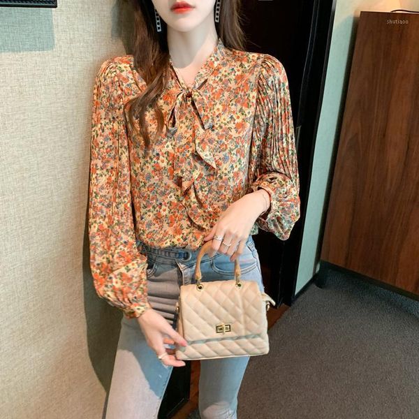 women's blouses & shirts blouse women 2021 spring and autumn retro printed floral chiffon shirt female lantern sleeve bow collar fashio, White
women's blouses & shirts blouse women 2021 spring and autumn retro printed floral chiffon shirt female lantern sleeve bow collar fashio, White