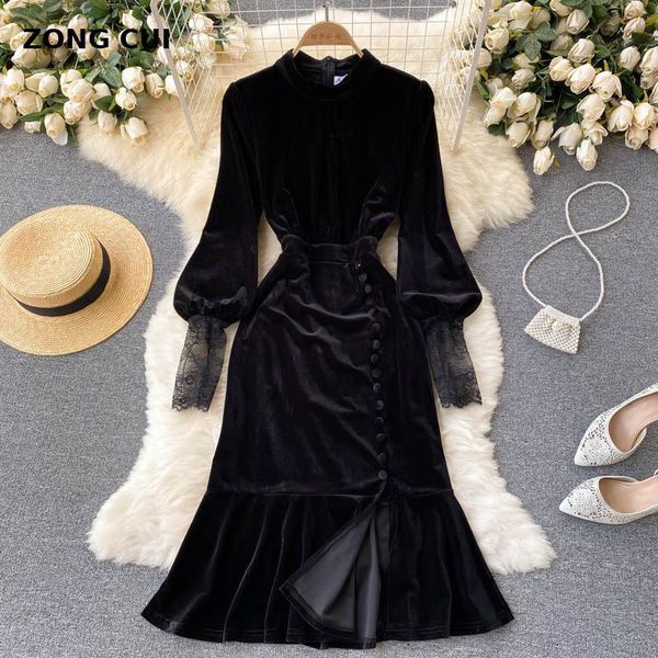 casual dresses 2021 autumn winter women black velvet long dress o-neck puff sleeve solid button temperament simple party vestidos, Black;gray
casual dresses 2021 autumn winter women black velvet long dress o-neck puff sleeve solid button temperament simple party vestidos, Black;gray