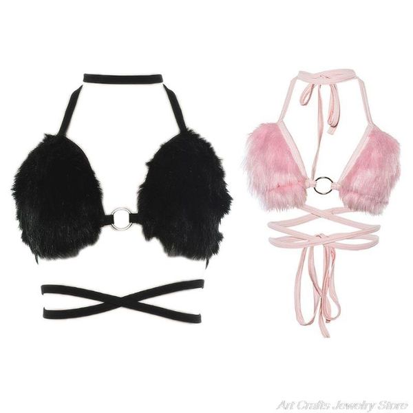 womens halter lace-up bikini bra deep v-neck fluffy plush crop vest backless cross strap bralette rave clubwear m10 21 bras, Red;black
womens halter lace-up bikini bra deep v-neck fluffy plush crop vest backless cross strap bralette rave clubwear m10 21 bras, Red;black