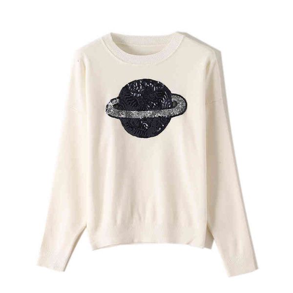 women's sweaters outono planeta lantejoulas miçangas pulôver camisola feminina fino cabido puxar femme causal manga longa feminino senh, White;black
women's sweaters outono planeta lantejoulas miçangas pulôver camisola feminina fino cabido puxar femme causal manga longa feminino senh, White;black