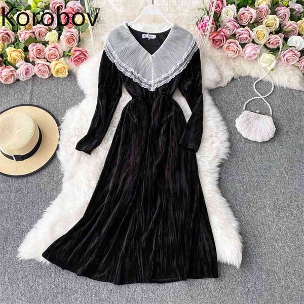 korobov autumn new style retro doll collar temperament big swing long skirt age reduction sweet over-the-knee gold velvet dress 210430, Black;gray
korobov autumn new style retro doll collar temperament big swing long skirt age reduction sweet over-the-knee gold velvet dress 210430, Black;gray