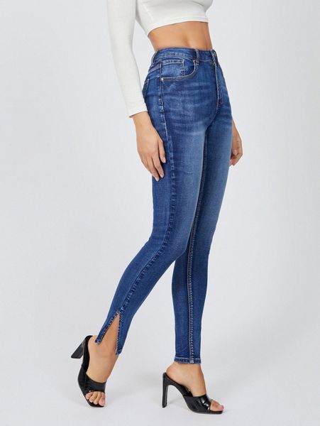 tall high waisted split hem skinny jeans m8ad#, Blue
tall high waisted split hem skinny jeans m8ad#, Blue