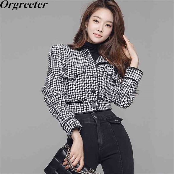 fashion houndstooth short woolen coat spring fall retro single-breasted lapel high waist jacket women 210602, Black
fashion houndstooth short woolen coat spring fall retro single-breasted lapel high waist jacket women 210602, Black