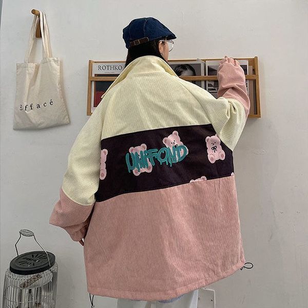 women's jackets bear corduroy women's jacket, large loose coat, bf sewing, kawaii korea, spring 2021, Black;brown
women's jackets bear corduroy women's jacket, large loose coat, bf sewing, kawaii korea, spring 2021, Black;brown