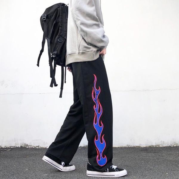 men's pants men streetwear harajuku blue flame print loose high waist wide leg vintage man casual, Black
men's pants men streetwear harajuku blue flame print loose high waist wide leg vintage man casual, Black