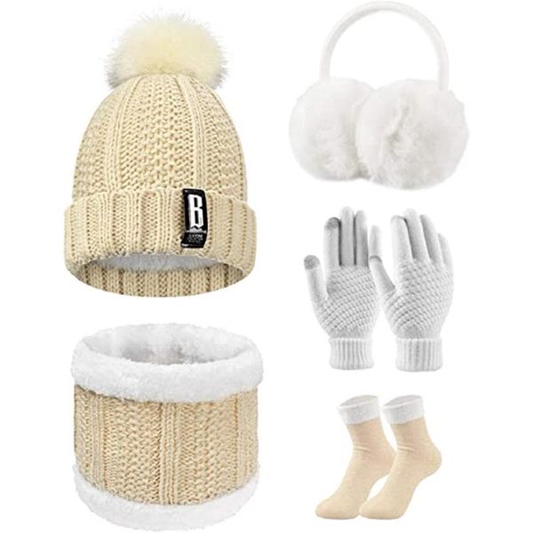 women winter knitted hat and scarf set gloves socks earmuffs warming outdoor thj99 cycling caps & masks, Black
women winter knitted hat and scarf set gloves socks earmuffs warming outdoor thj99 cycling caps & masks, Black