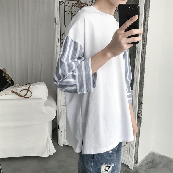 men's t-shirts spliced striped short sleeve men tshirts hem split fork fashion white loose harajuku tee summer oversized punk cool vin, White;black
men's t-shirts spliced striped short sleeve men tshirts hem split fork fashion white loose harajuku tee summer oversized punk cool vin, White;black