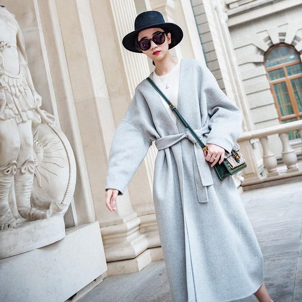 women's wool & blends coat female plus size winter woman coats 2021 fashion ladies long woolen jackst + belt elegant autumn abrigos 180, Black
women's wool & blends coat female plus size winter woman coats 2021 fashion ladies long woolen jackst + belt elegant autumn abrigos 180, Black