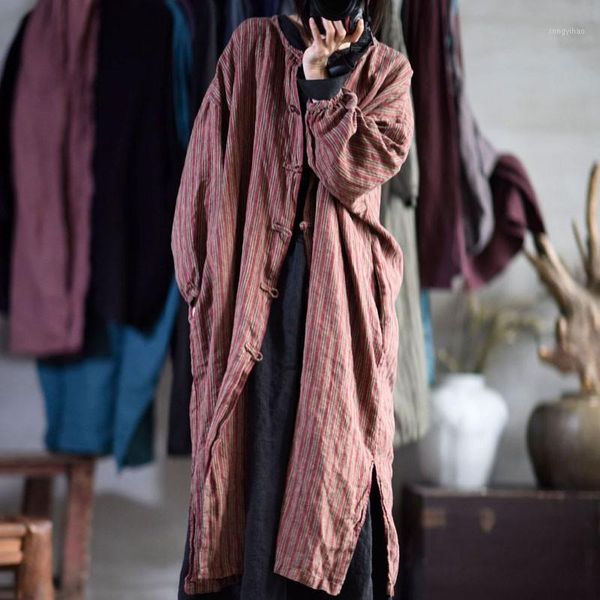 women's trench coats johnature autumn retro striped plate buckle o-neck all-match cardigan coat 2021 cotton linen comfortable women win, Tan;black
women's trench coats johnature autumn retro striped plate buckle o-neck all-match cardigan coat 2021 cotton linen comfortable women win, Tan;black