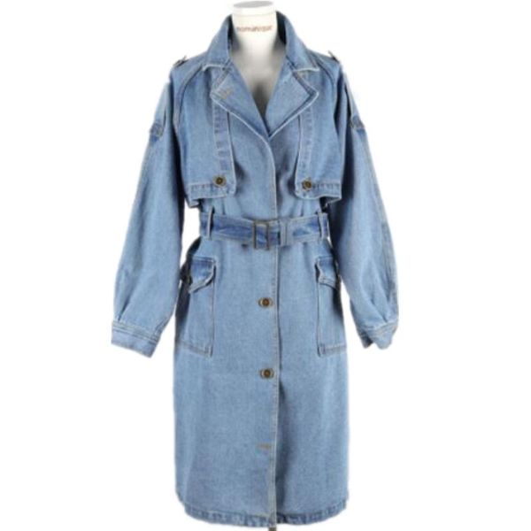 women's trench coats fashion denim coat women windbreaker 2021 autumn lapel long sleeves belted, Tan;black
women's trench coats fashion denim coat women windbreaker 2021 autumn lapel long sleeves belted, Tan;black