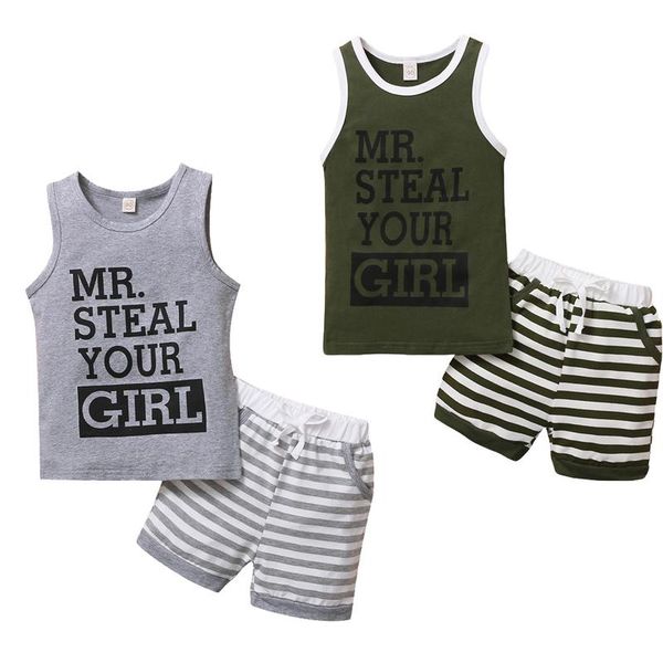 2pcs summer little girl boys vest and shorts suit cotton letter printed sleeveless stripe short pants clothing sets, White
2pcs summer little girl boys vest and shorts suit cotton letter printed sleeveless stripe short pants clothing sets, White