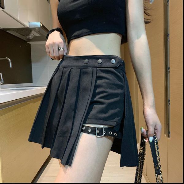 gothic high waist pleated women skirt punk black summer girls with shorts goth dark japanese cosplay
gothic high waist pleated women skirt punk black summer girls with shorts goth dark japanese cosplay