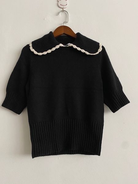 sweater 2021 autumn and winter small fragrant wind lace lapel wool knitted 3pon, White;black
sweater 2021 autumn and winter small fragrant wind lace lapel wool knitted 3pon, White;black