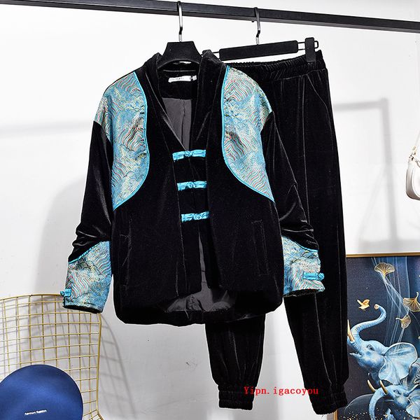 pant autumn vintage elegant women gold veet cardigan jacket long pants two piece set black short coat trousers 2pc tracksuit female, White
pant autumn vintage elegant women gold veet cardigan jacket long pants two piece set black short coat trousers 2pc tracksuit female, White