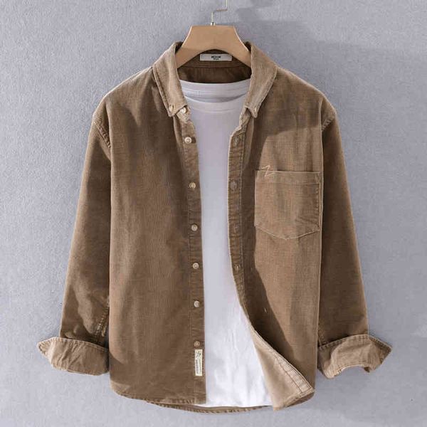men's t-shirts japanese retro corduroy long-sleeved casual trendy simple cotton shirts for men fashion comfortable shirt mens autumn iw, White;black
men's t-shirts japanese retro corduroy long-sleeved casual trendy simple cotton shirts for men fashion comfortable shirt mens autumn iw, White;black