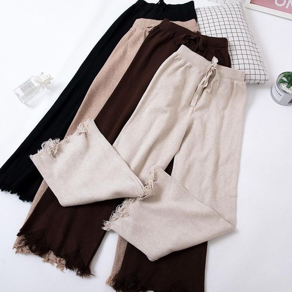 women's pants & capris women long elastic high waist autumn winter female knitted wide leg tie bow tassel loose casual trousers a1185, Black;white
women's pants & capris women long elastic high waist autumn winter female knitted wide leg tie bow tassel loose casual trousers a1185, Black;white