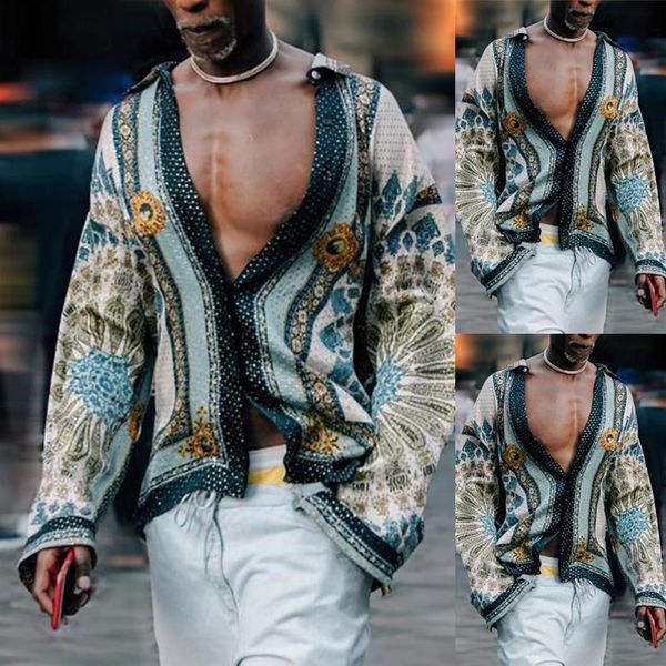 autumn long sleeve retro fashion vintage printed deep v neck loose blouse clothes spring men's shirts male casual, White;black
autumn long sleeve retro fashion vintage printed deep v neck loose blouse clothes spring men's shirts male casual, White;black