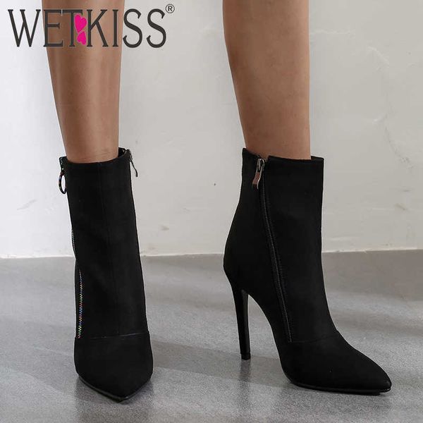 wetkiss colorful zip ankle boots women high heels thin booties female party shoes ladies pointed toe flock shoes women winter 210630, Black
wetkiss colorful zip ankle boots women high heels thin booties female party shoes ladies pointed toe flock shoes women winter 210630, Black