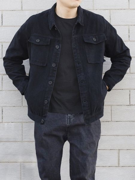 men flap pocket jacket f82c#, Black;brown