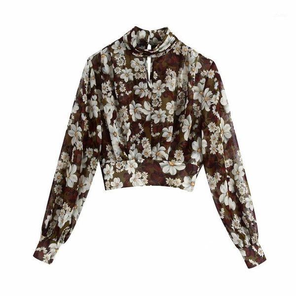 women flower printed chiffon short shirts female stand collar hollow long sleeve blouses casual lady loose blusas s8186 women's &, White
women flower printed chiffon short shirts female stand collar hollow long sleeve blouses casual lady loose blusas s8186 women's &, White