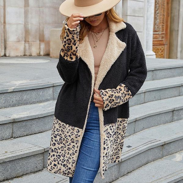 women's wool & blends trendy flock leopard pattern patchwork notched collar long sleeves open stitch coats winter 2021, Black
women's wool & blends trendy flock leopard pattern patchwork notched collar long sleeves open stitch coats winter 2021, Black