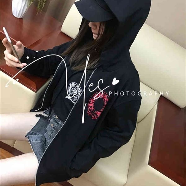 hong kong horseshoe ch casual zipper cardigan croxinhong lovers hoodie sportswear women, Black 
hong kong horseshoe ch casual zipper cardigan croxinhong lovers hoodie sportswear women, Black
