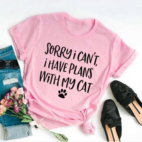 women's t-shirt sorry i can't ihave plans with my cat short sleeve tshirt100% cotton graphic o neck tees drop goth, White
women's t-shirt sorry i can't ihave plans with my cat short sleeve tshirt100% cotton graphic o neck tees drop goth, White