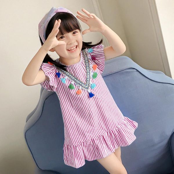 girl's dresses baby kids dress for girls sleeve tassels ruffle stripe print princess outfits summer party clothing, Red;yellow
girl's dresses baby kids dress for girls sleeve tassels ruffle stripe print princess outfits summer party clothing, Red;yellow