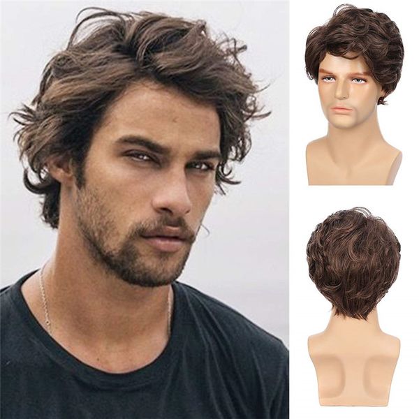 mens wigs brown short wavy synthetic wig shaggy style layered cosplay daily male wig, Black
mens wigs brown short wavy synthetic wig shaggy style layered cosplay daily male wig, Black