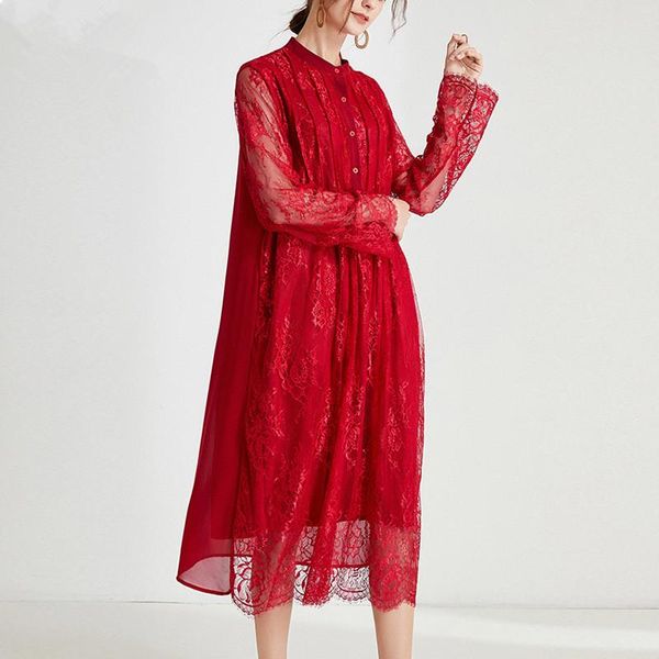 casual dresses very fine material women lace dress see-through full sleeve loose party spring summer ladies vestidos, Black;gray
casual dresses very fine material women lace dress see-through full sleeve loose party spring summer ladies vestidos, Black;gray