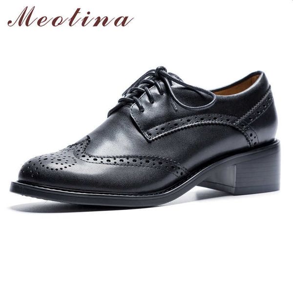 meotina high heels women shoes natural genuine leather thick heels brogue shoes real leather round toe shoes female autumn 34-39 210608, Black
meotina high heels women shoes natural genuine leather thick heels brogue shoes real leather round toe shoes female autumn 34-39 210608, Black