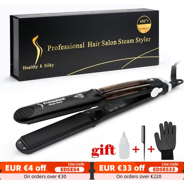2 in 1 fast heat up tourmaline ceramic professional steam hair straightener curler for salon straightening iron styling
2 in 1 fast heat up tourmaline ceramic professional steam hair straightener curler for salon straightening iron styling