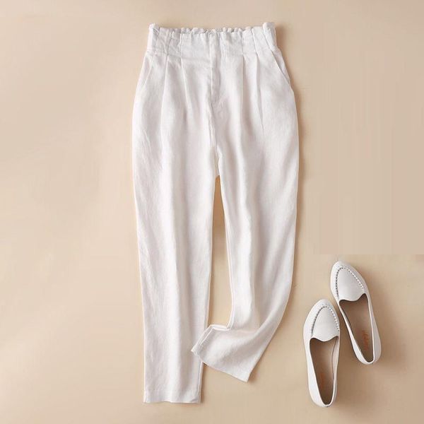 women's pants & capris summer spring women female casual high waist pleated ankle length linen trousers , white black beige for woman, Black;white
women's pants & capris summer spring women female casual high waist pleated ankle length linen trousers , white black beige for woman, Black;white