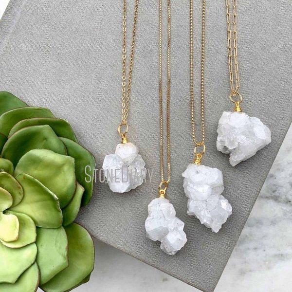 pendant necklaces nm36602 raw crystal cluster clear quartz necklace gold filled chain rough charm girlfriend gift, Silver
pendant necklaces nm36602 raw crystal cluster clear quartz necklace gold filled chain rough charm girlfriend gift, Silver