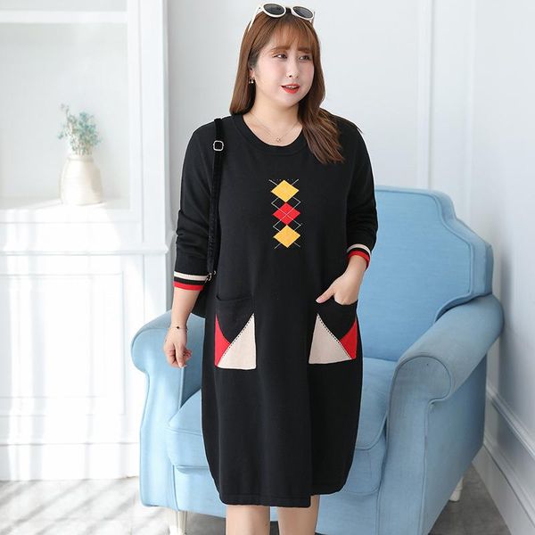 casual dresses fall winter 2xl-3xl loose korean style knitting dress for women chic patchwork streetwear all-match comfortable pullover swea, Black;gray
casual dresses fall winter 2xl-3xl loose korean style knitting dress for women chic patchwork streetwear all-match comfortable pullover swea, Black;gray
