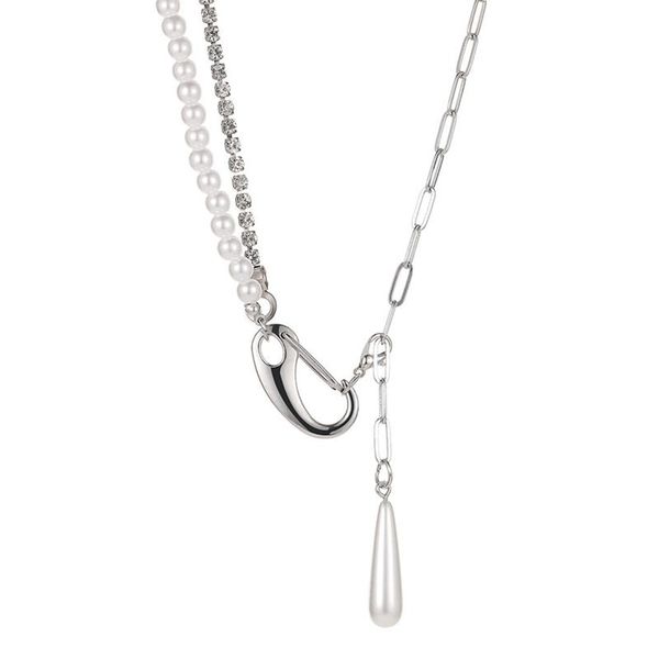pendant necklaces fashion double-layer crystal rhinestone pearl stitching necklace droplets dangle clavicle chains jewelry women, Silver
pendant necklaces fashion double-layer crystal rhinestone pearl stitching necklace droplets dangle clavicle chains jewelry women, Silver