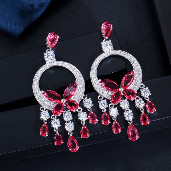 european and american fashion crystal tassel earrings for lady brand design butterfly circle dangler luxury jewelry with cz, Silver
european and american fashion crystal tassel earrings for lady brand design butterfly circle dangler luxury jewelry with cz, Silver
