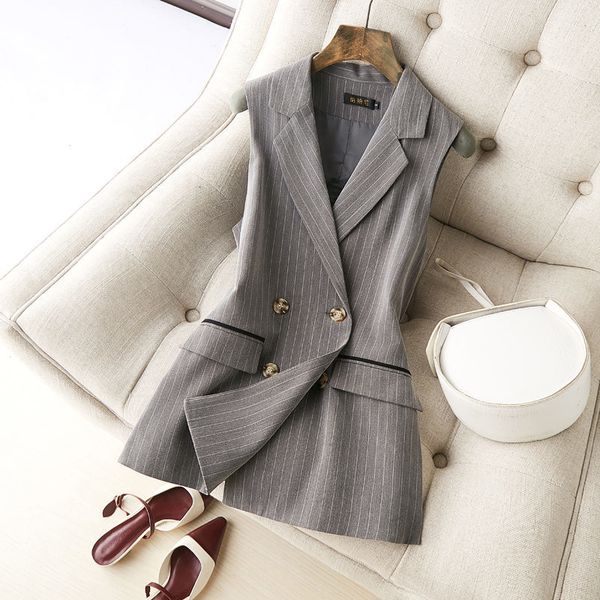 2021 autumn striped leather double breasted short temper without sleeves female blazer jacket 3xl k1290 r7aw, Black;brown
2021 autumn striped leather double breasted short temper without sleeves female blazer jacket 3xl k1290 r7aw, Black;brown