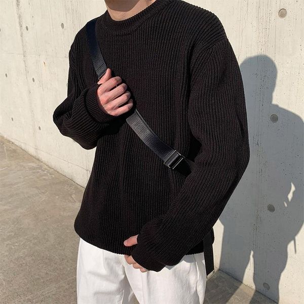 men's sweaters autumn and winter round neck pullover sweater all-match korean loose pure color casual quality fashion simple men, White;black 
men's sweaters autumn and winter round neck pullover sweater all-match korean loose pure color casual quality fashion simple men, White;black