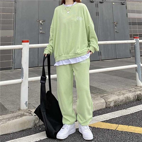 women's two piece pants autumn and winter female sportswear suit loose harajuku style hip-hop tide college casual top, White
women's two piece pants autumn and winter female sportswear suit loose harajuku style hip-hop tide college casual top, White
