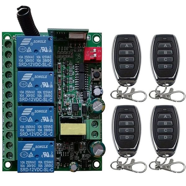 433MHz AC110V 220V 230V 4CH 4 CH Channel 10A Relay RF Wireless Remote Control Switch System Transmitter And Receiver Controlers
433MHz AC110V 220V 230V 4CH 4 CH Channel 10A Relay RF Wireless Remote Control Switch System Transmitter And Receiver Controlers