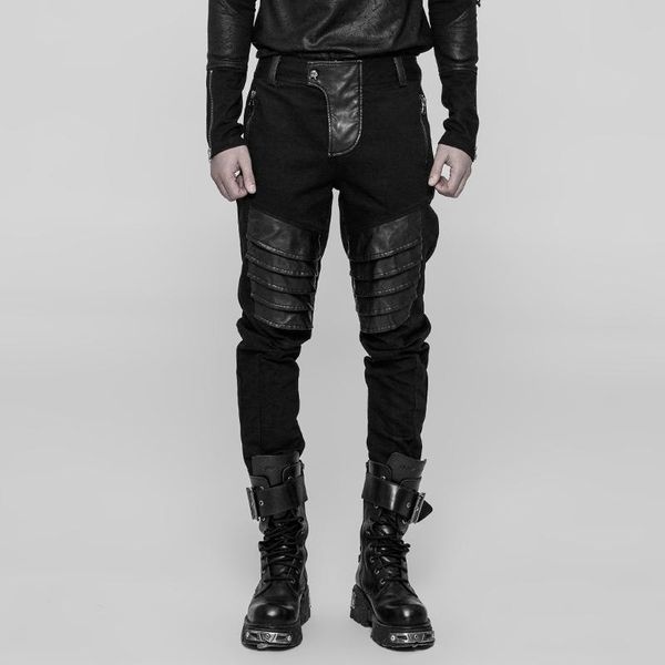 men's punk twill denim pu leather metal zipper personality daily casual black long pants armor trousers rave
men's punk twill denim pu leather metal zipper personality daily casual black long pants armor trousers rave