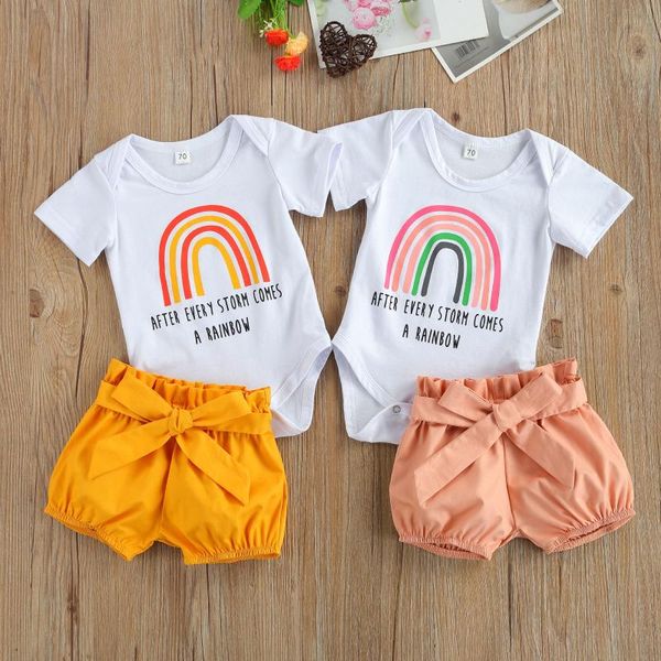clothing sets 0-24m baby girls clothes set rainbow letter print short sleeve o-neck jumpsuit+solid color pants with bow belt summer, White
clothing sets 0-24m baby girls clothes set rainbow letter print short sleeve o-neck jumpsuit+solid color pants with bow belt summer, White