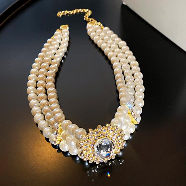 chokers retro rhinestone multi-row pearl necklace for women exaggerated short choker female crystal pendant, Golden;silver
chokers retro rhinestone multi-row pearl necklace for women exaggerated short choker female crystal pendant, Golden;silver